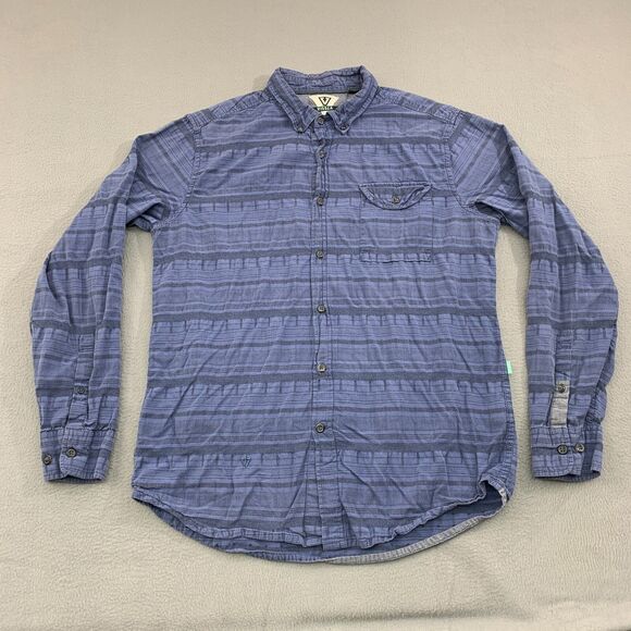 Vissla Button Shirt Mens Large Blue Long Sleeve Cotton - Picture 1 of 16